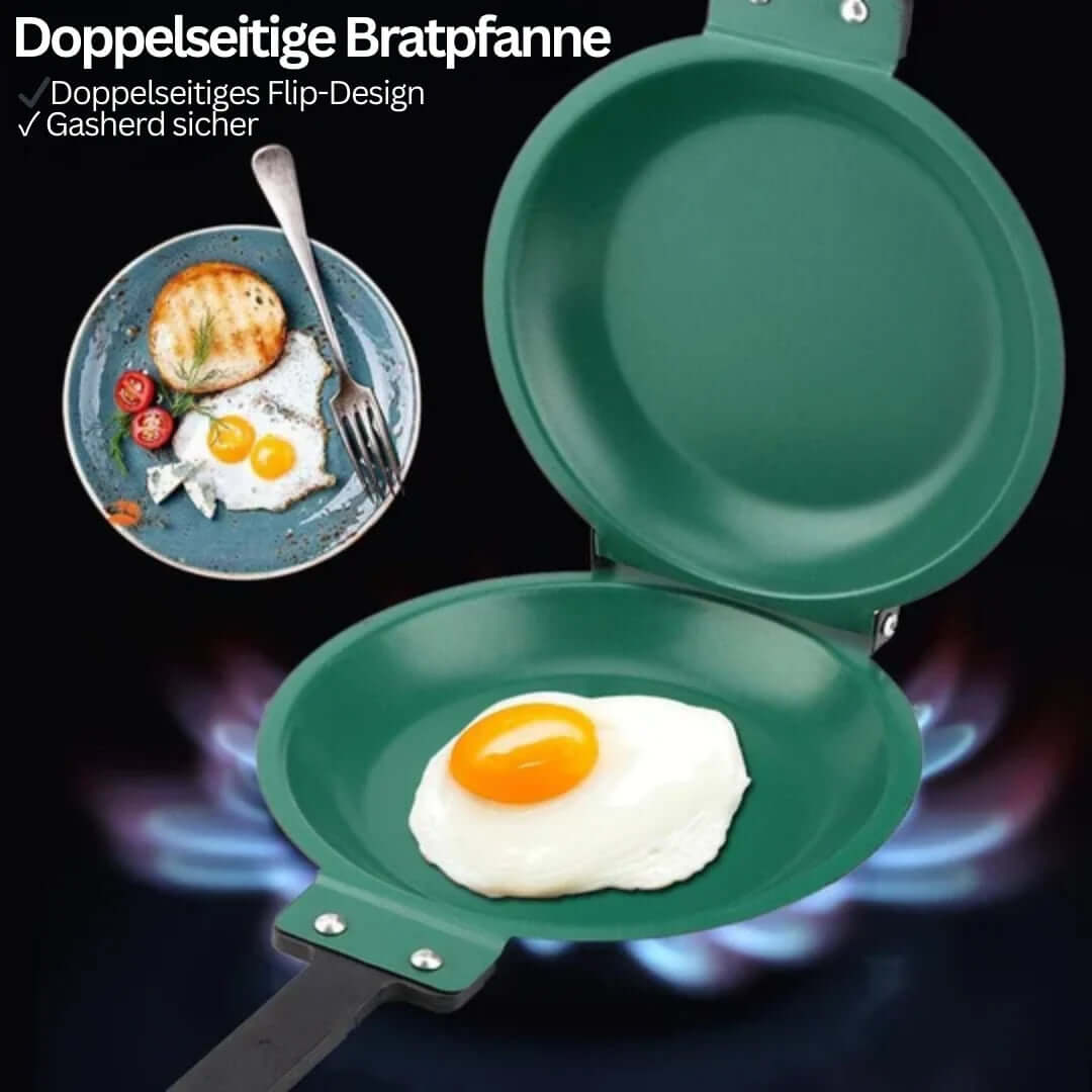 Wende-Pfanne mit Antihaftbeschichtung & Klappgriff