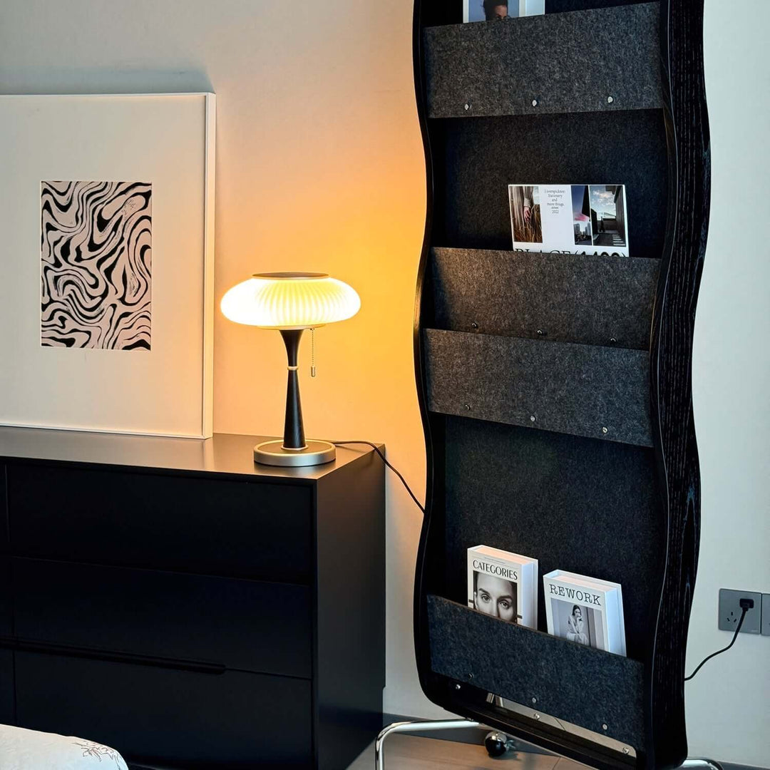 Designer Tischlampe Modern Holz & Metall 36cm