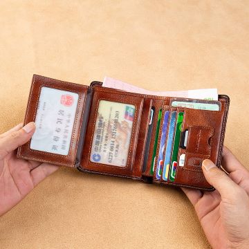 Portefeuille RFID en cuir véritable