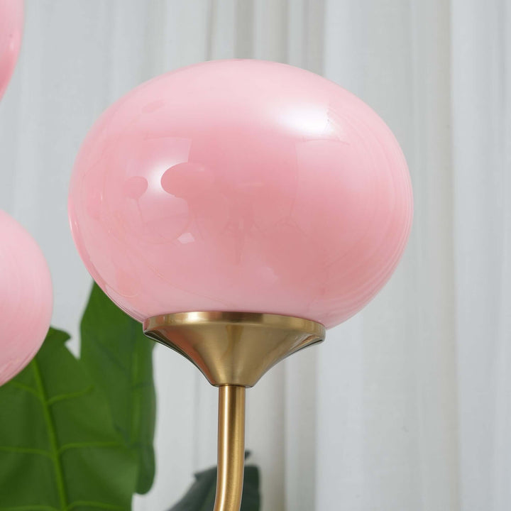 Moderner Kronleuchter mit Rosa Glasschirmen