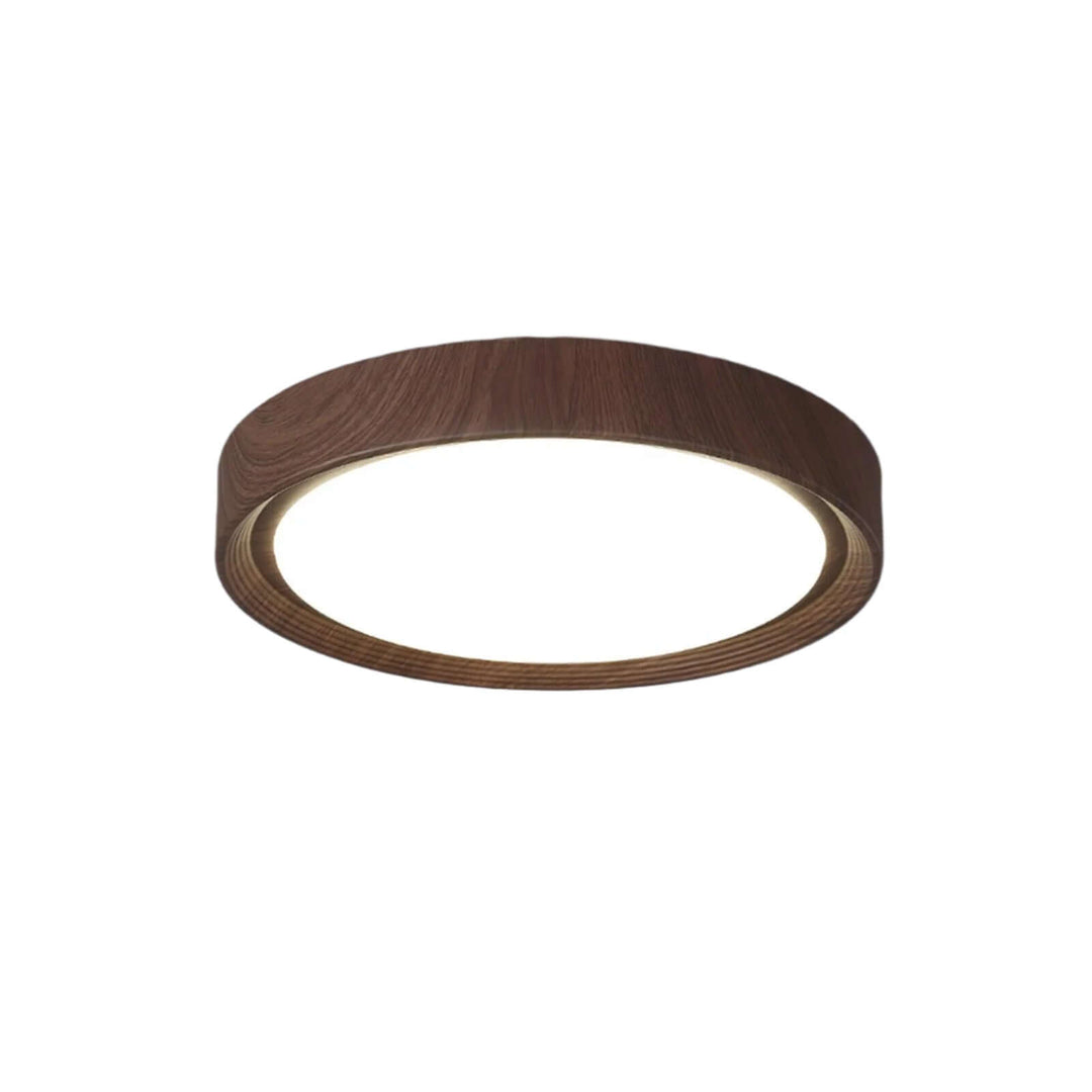 Plafonnier LED aspect bois moderne rond
