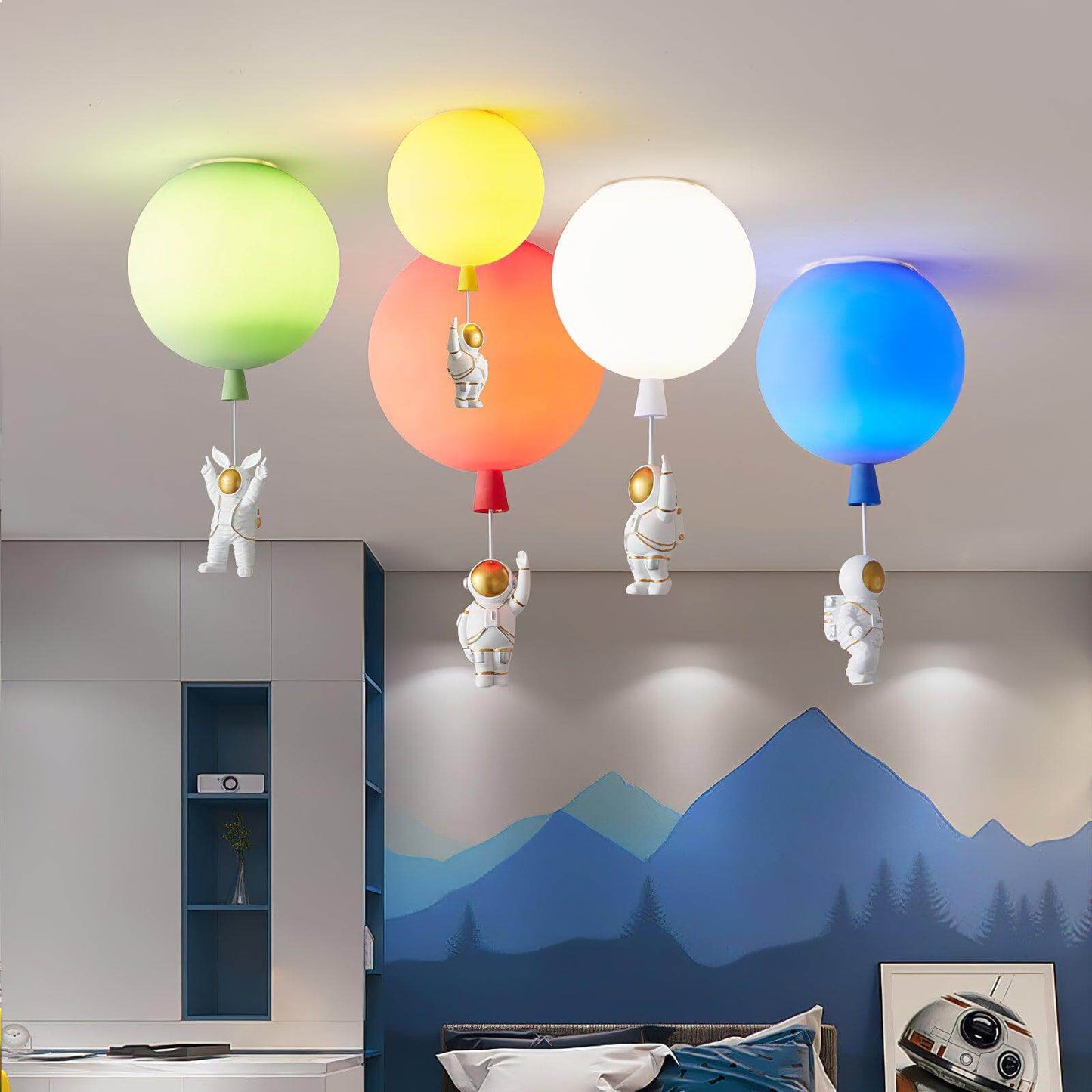 Moderne LED-Deckenleuchte "Mond & Astronauten"