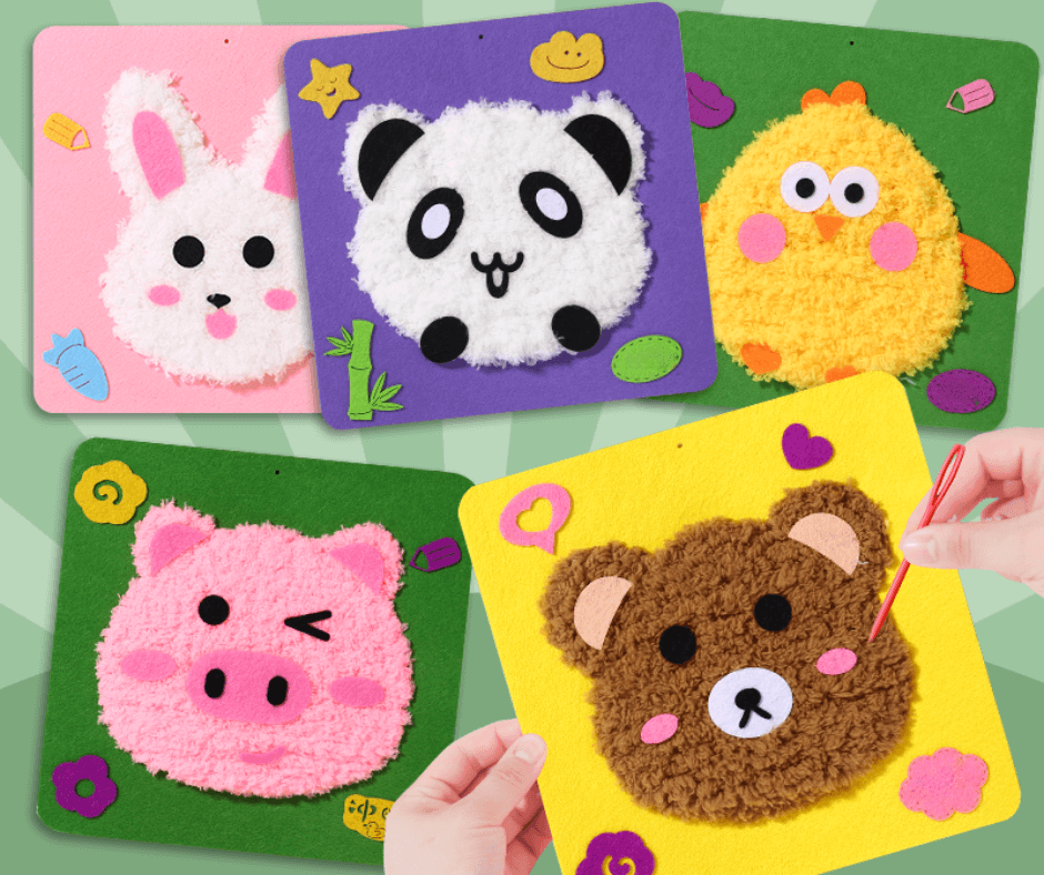 Kit de broderie pour enfants - motifs animaux créatifs