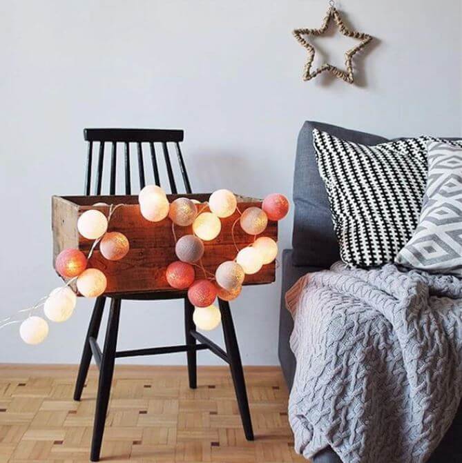 Baumwoll-Lichterkette 1,5m 10 LEDs - Warmweiß