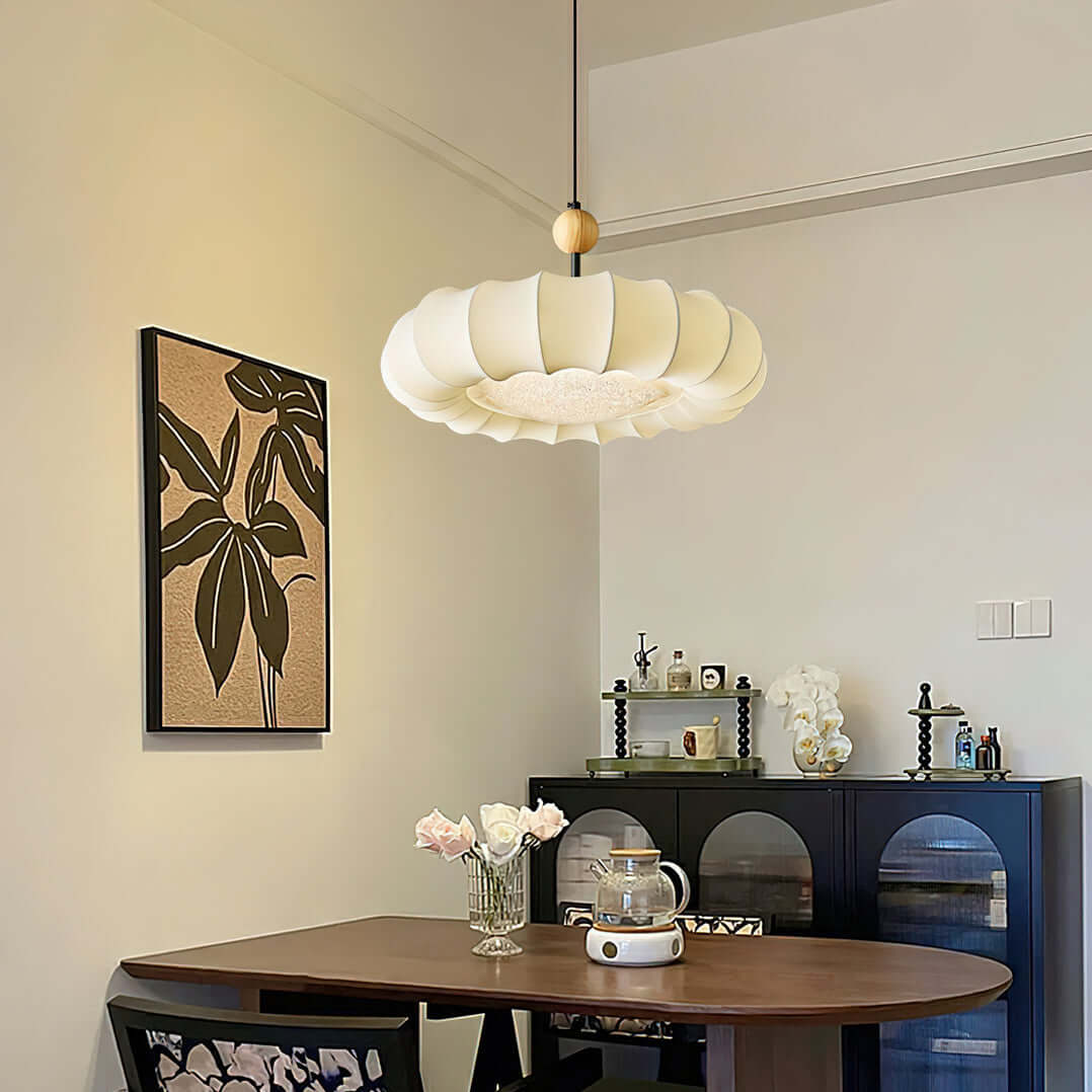 Elegante Hängeleuchte mit Stoffschirm 50cm