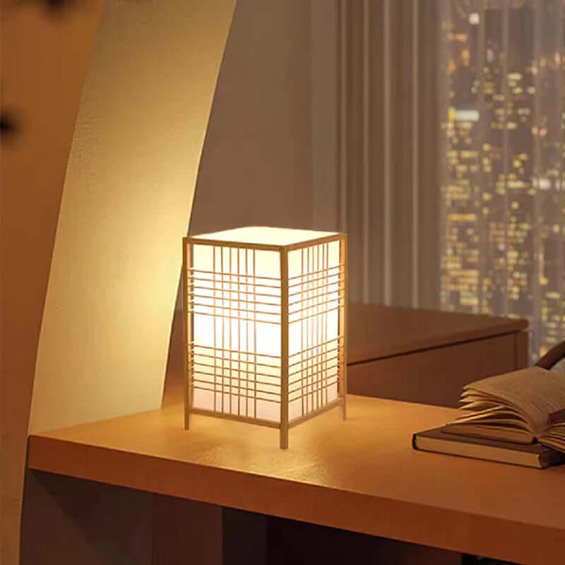 Lampe de table japonaise en bambou décor zen