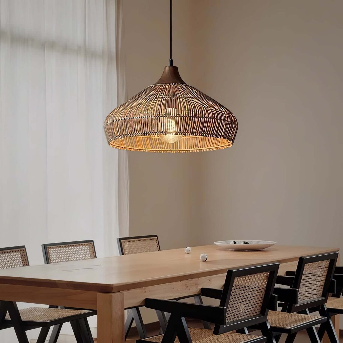 Hängeleuchte Rattanlampe Holz