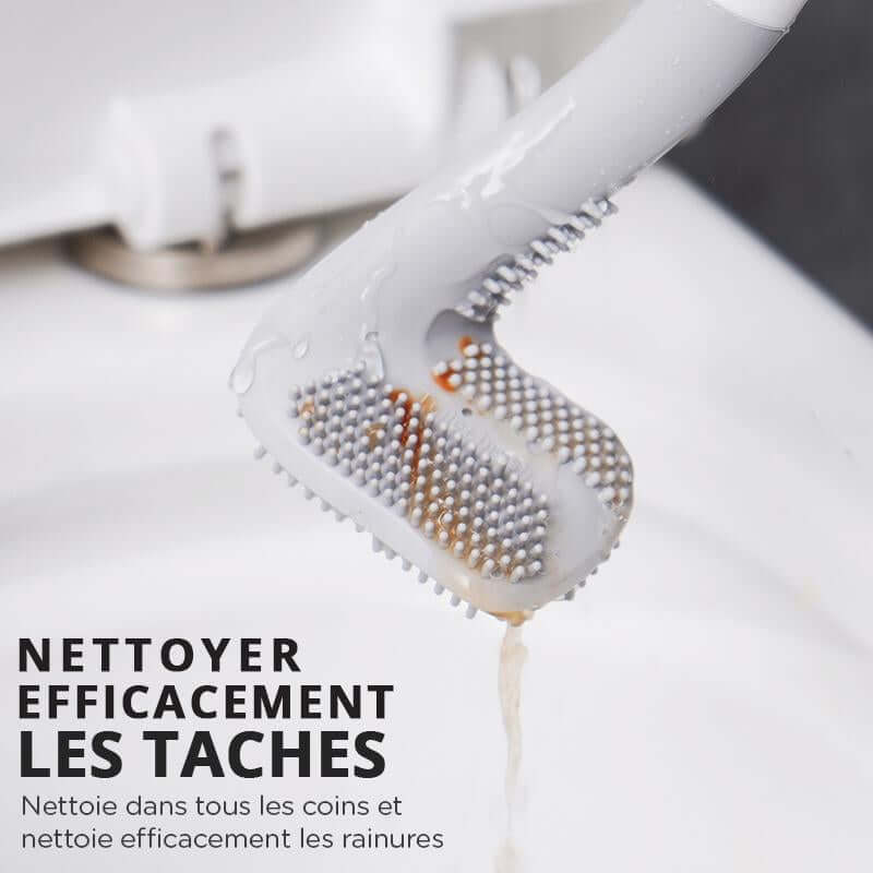 Brosse de toilette en silicone avec manche long