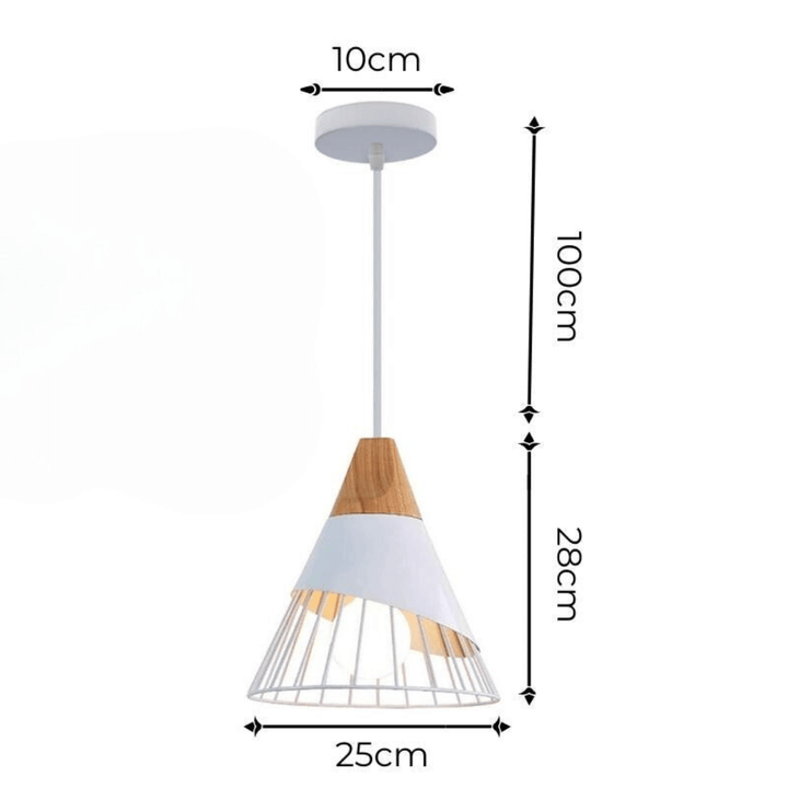 Lampe suspendue industrielle scandinave en bois et métal