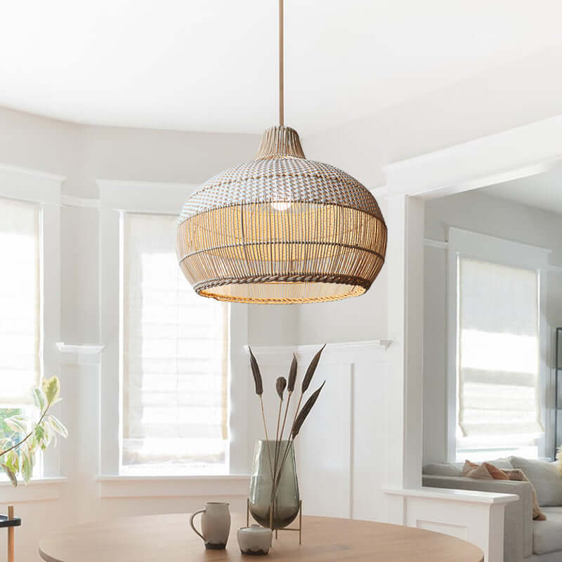 Handgewebte Rattan Pendelleuchte