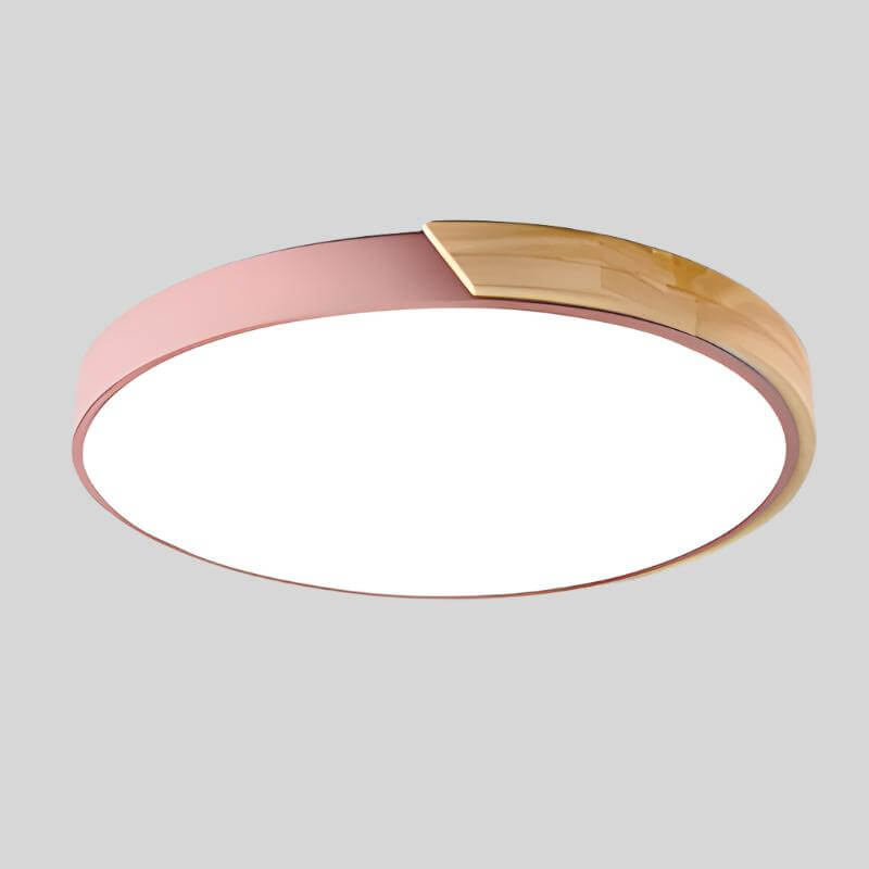 Plafonnier LED rond en bois moderne