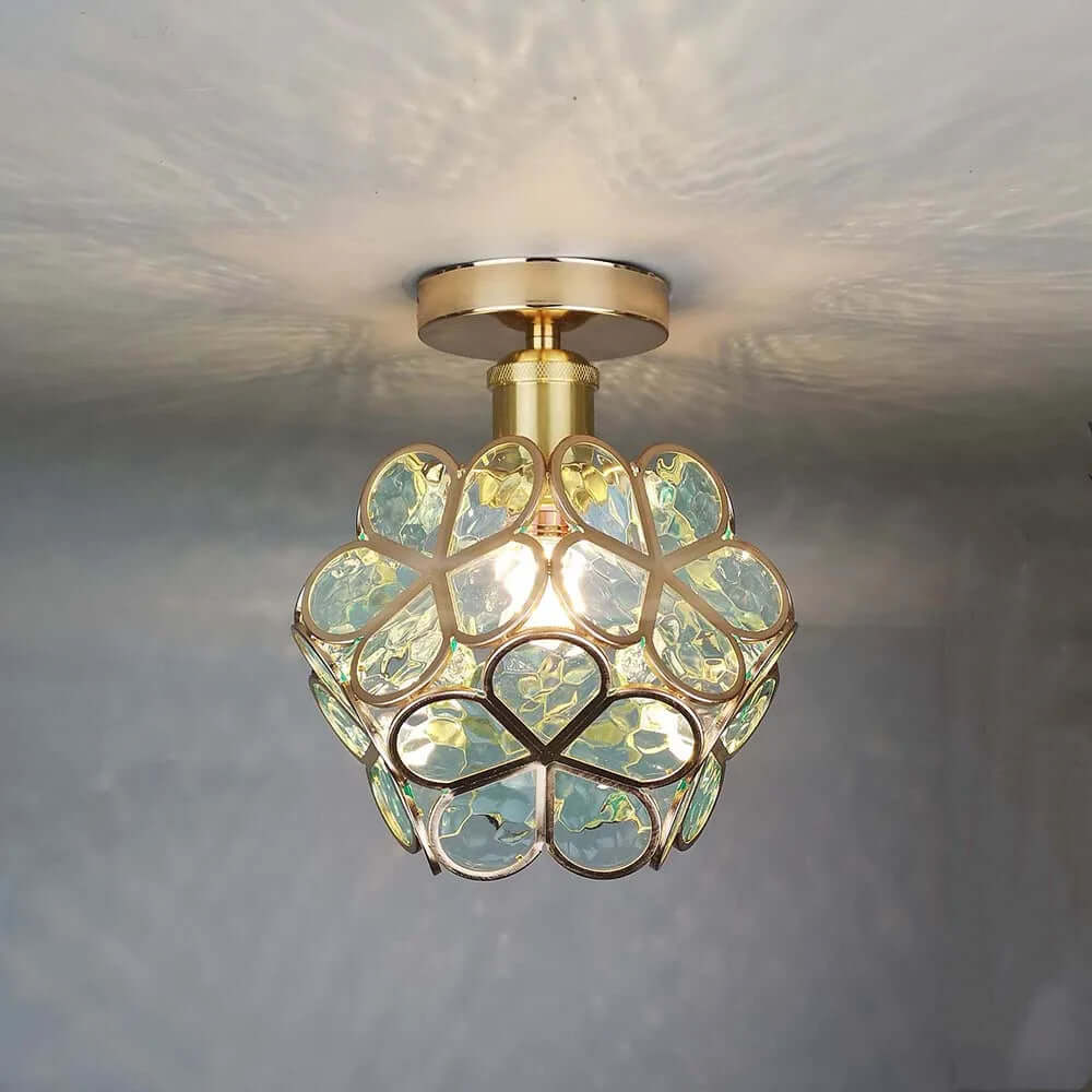 Blumen Design Glas Deckenleuchte Flur