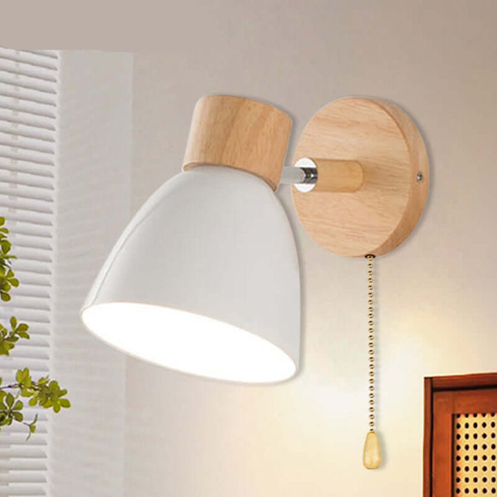 Lampe suspendue scandinave en bois avec interrupteur