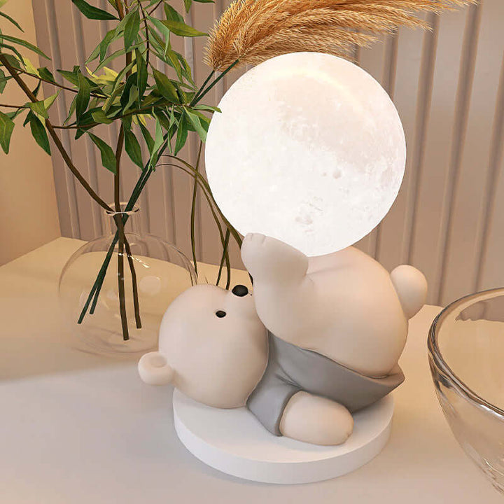 Veilleuse LED en forme d'ours en peluche et de lune