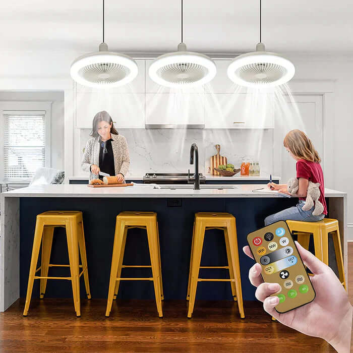 Ventilateur de plafond avec lumière LED et télécommande