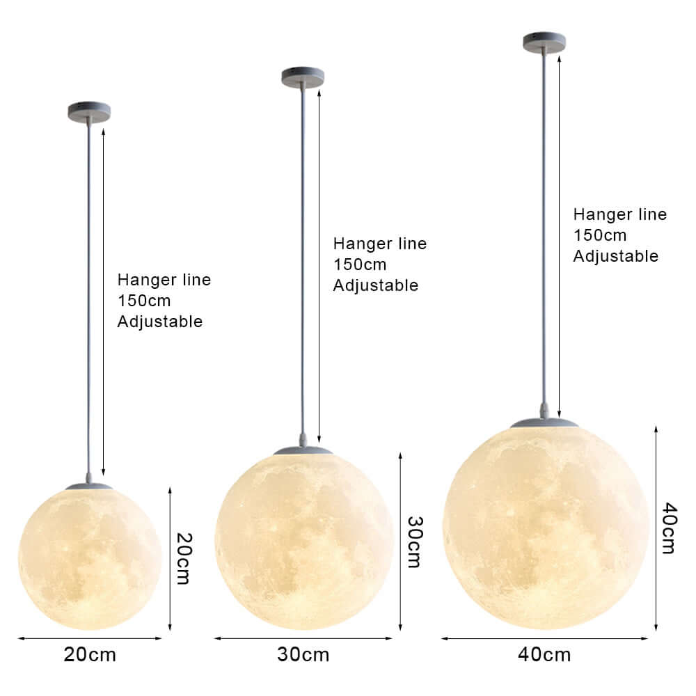3D Mond Pendelleuchte - dimmbar