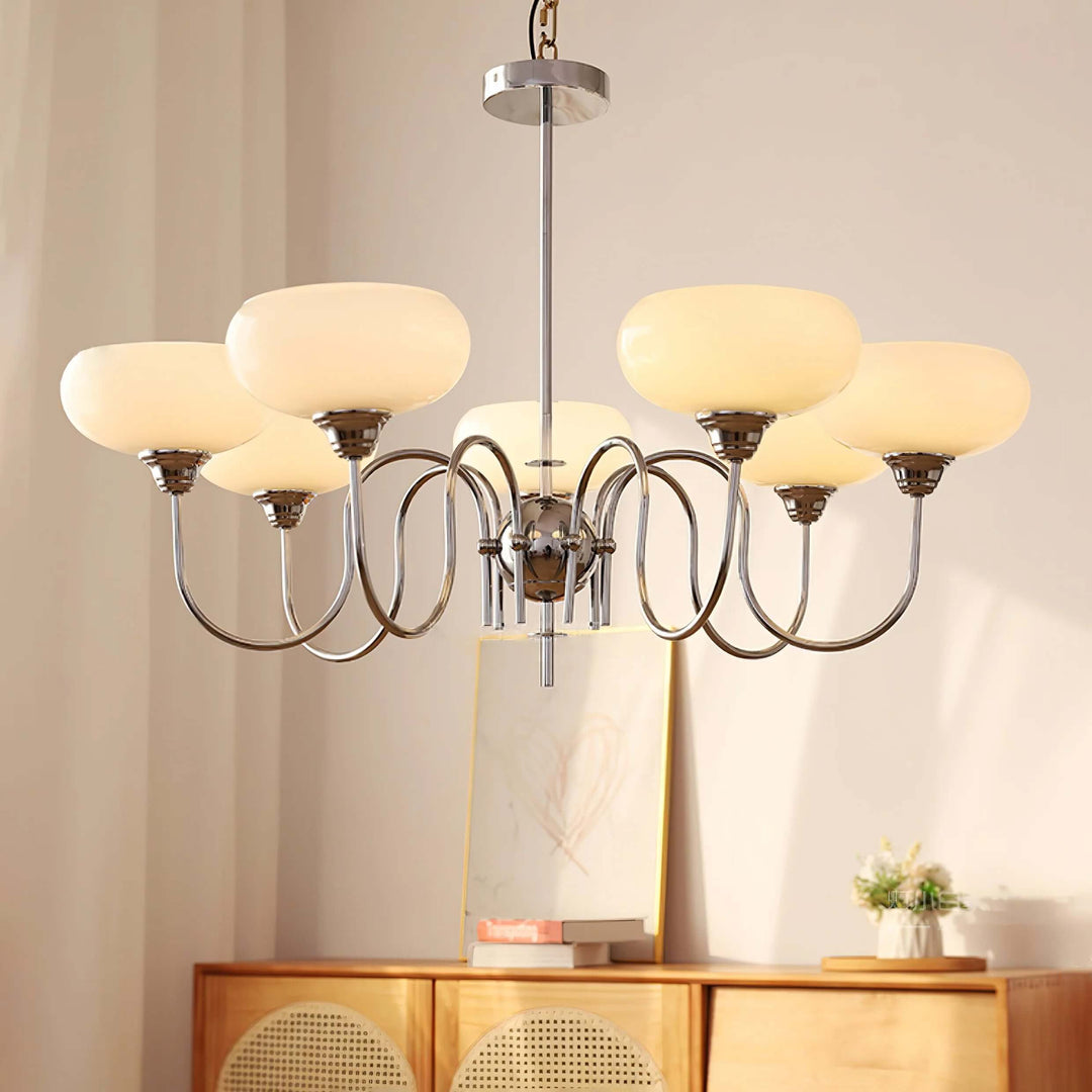 Lustre en verre kaki couleur crème