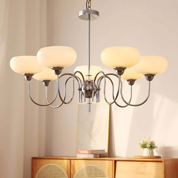 Lustre en verre kaki couleur crème