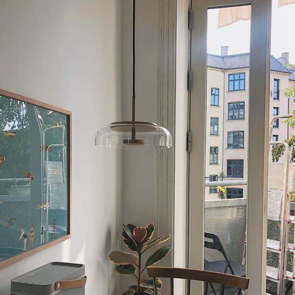 Moderne Pendelleuchte - Messing & Glas