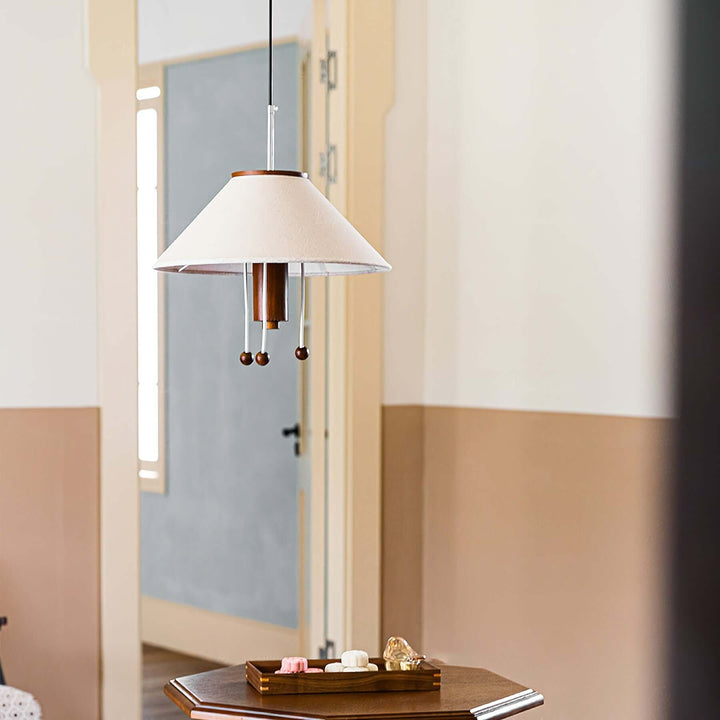 Suspension design pieuvre, noyer et blanc