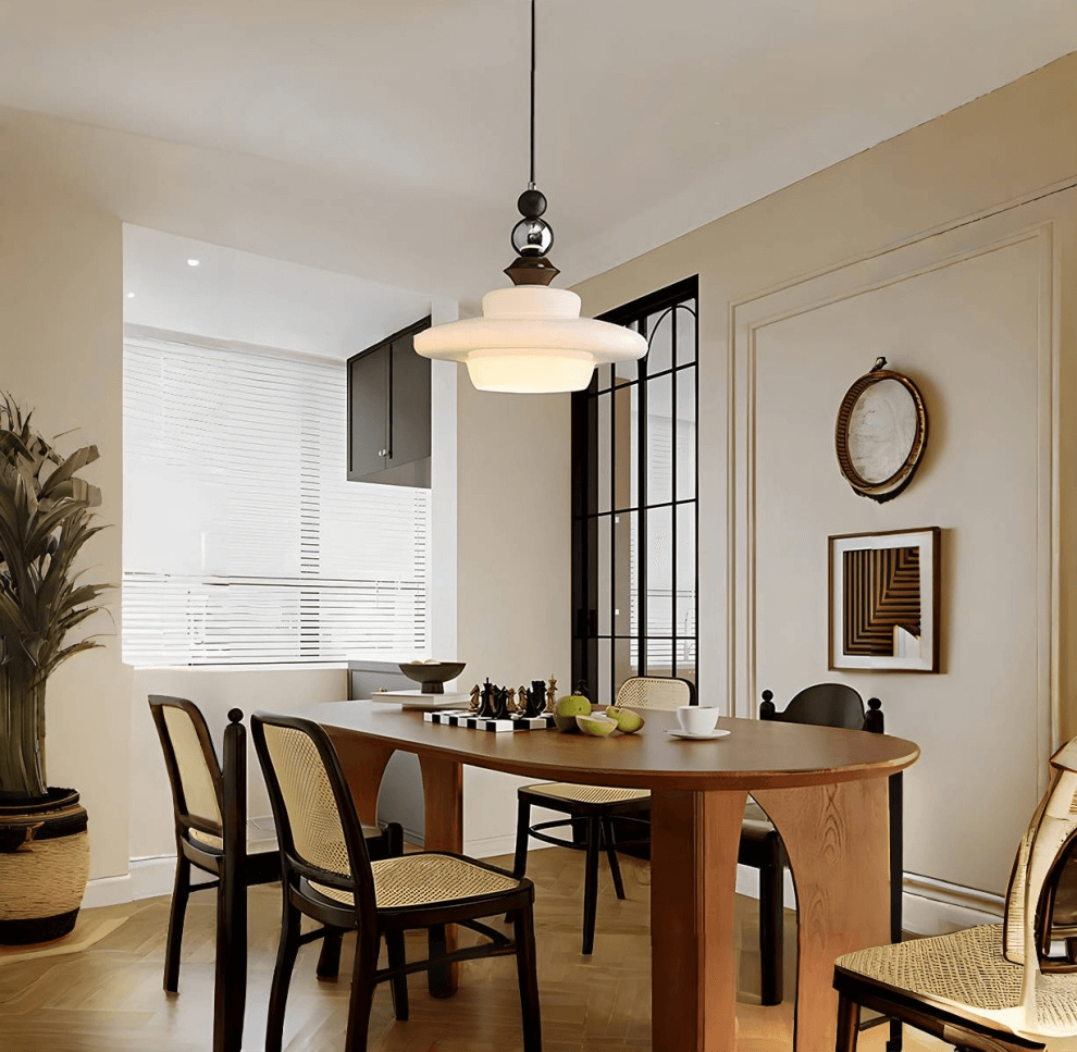 Élégante suspension en verre beige