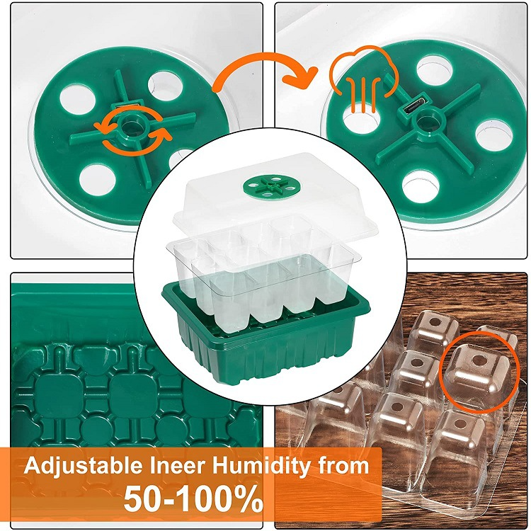 "Anzuchtset mit LED-Licht, ideal für Pflanzenzucht zuhause, zeigt blühende Setzlinge unter heller Beleuchtung."