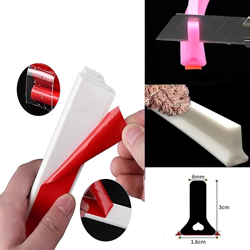 "AquaSperre™ Silikonstreifen für effektive Wasserabdichtung, flexibel, robust, in Grau, Schwarz oder Weiß erhältlich."