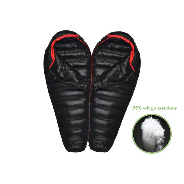 "ArcticNest Winterschlafsack in Schwarz, wasserfest, isoliert mit Entendaunen, ideal für Extremtemperaturen bis -20°C, Campin