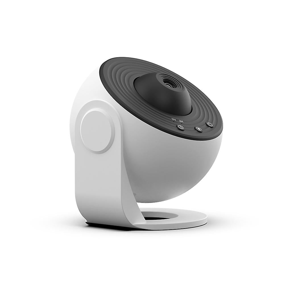 "AstroGlow Projektorlampe projiziert faszinierenden Sternenhimmel, kompakt und USB-betrieben; ideal für beruhigende Abende."