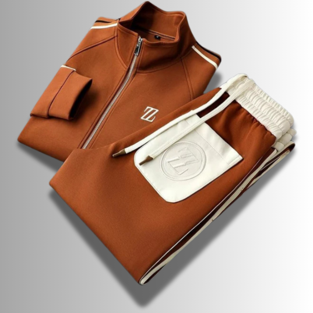 "Atmungsaktiver Herren Jogginganzug, modern geschnitten, grau, mit Kapuze und elastischem Bund für optimalen Tragekomfort."