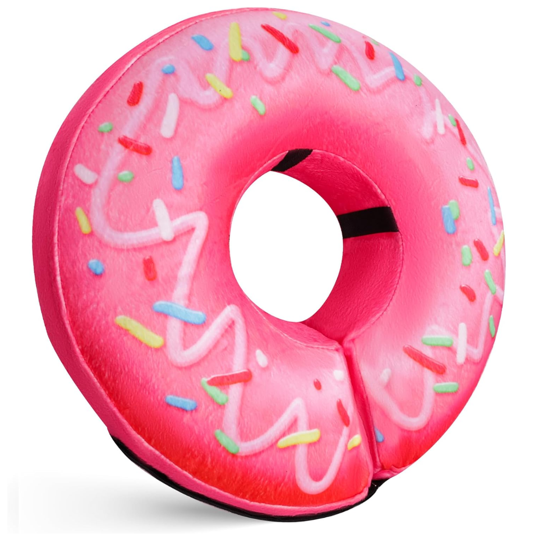 Aufblasbarer, blauer Hundekragen in Donut-Form für maximalem Komfort und Schutz nach Operationen.