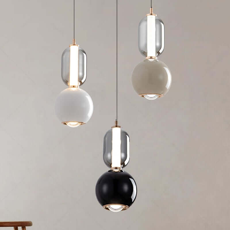 Suspension design scandinave en verre et fer