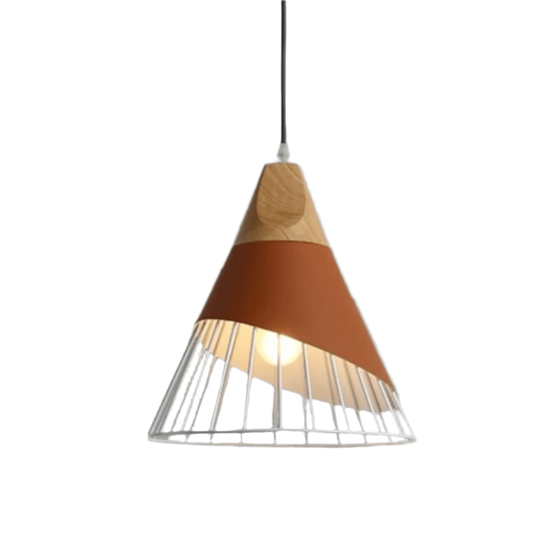 Lampe suspendue industrielle scandinave en bois et métal