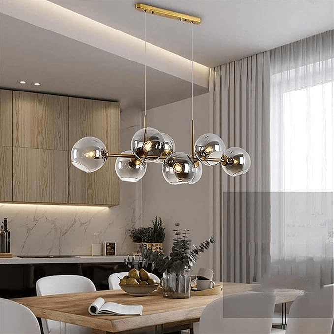 Lustre moderne en boule de verre, 110 cm