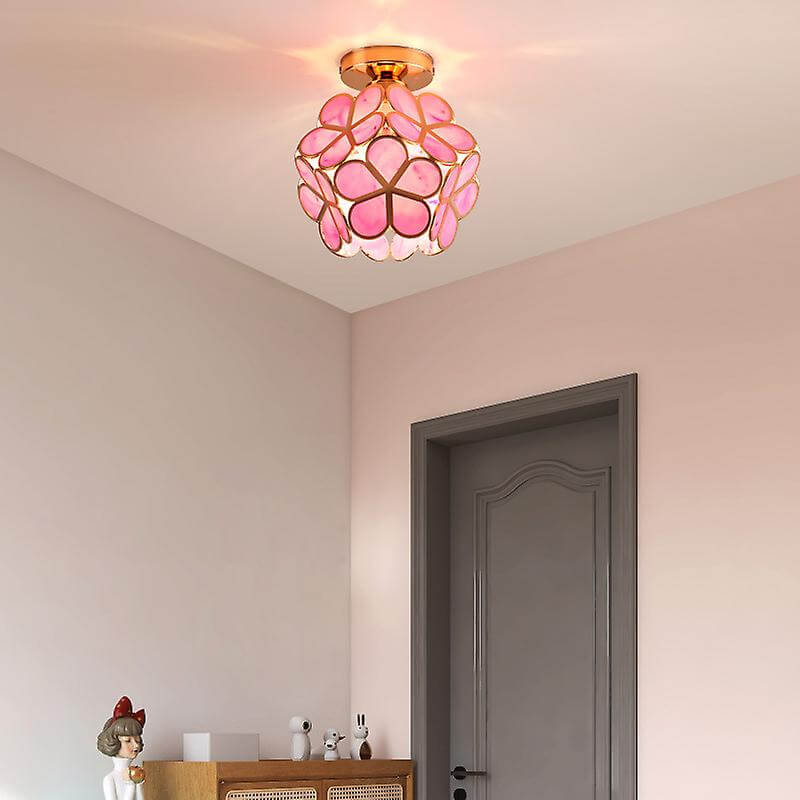 Blumen Design Glas Deckenleuchte Flur