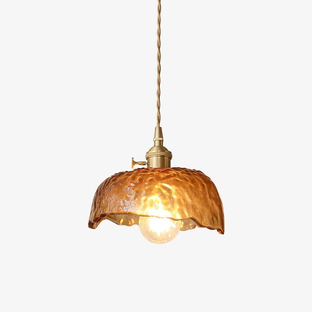 Suspension vintage en verre marron clair