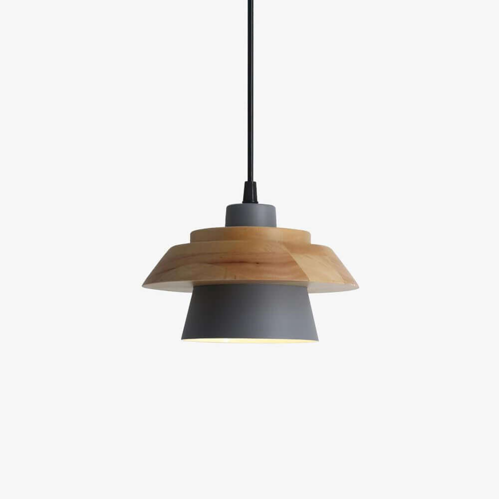 Lampe suspendue design en bois et pierre