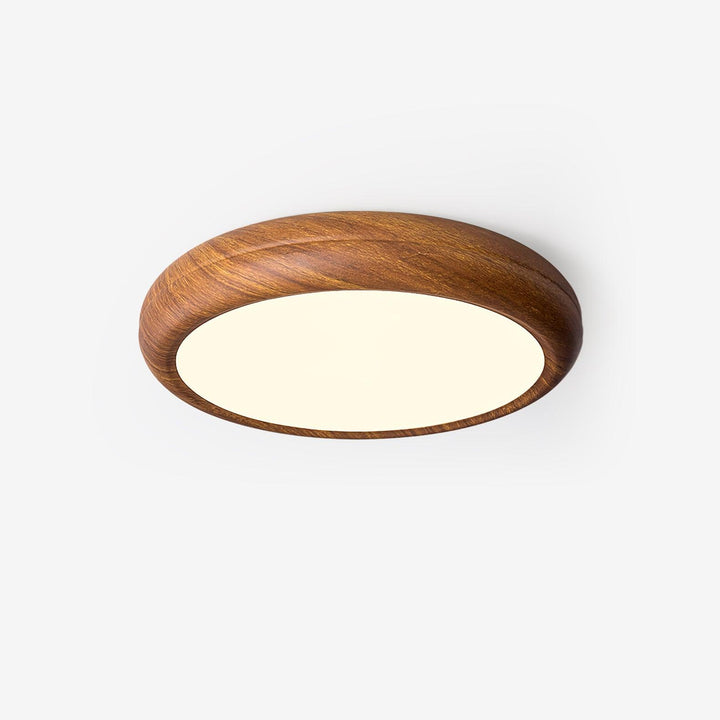 Plafonnier LED aspect bois moderne rond