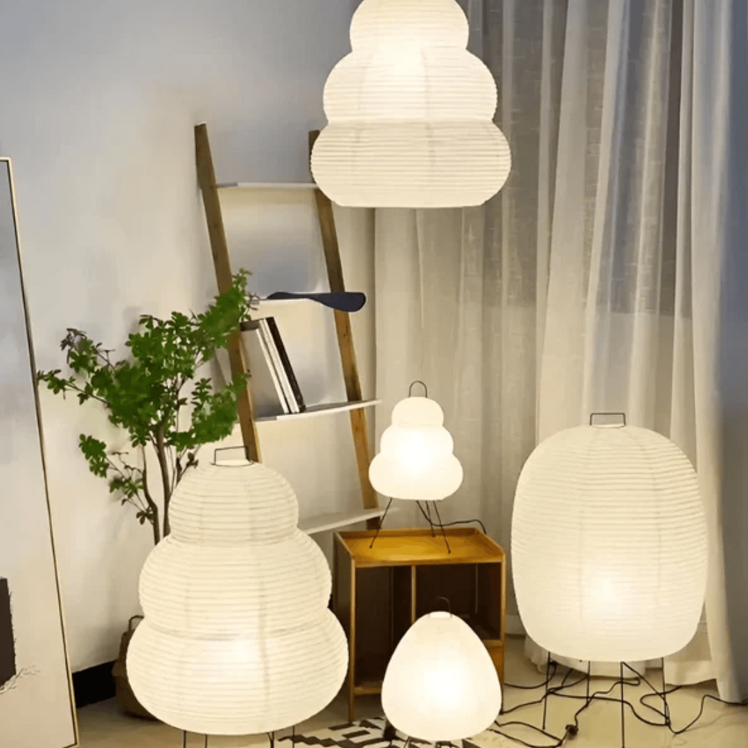 Lampadaire en papier de riz LED blanc chaud