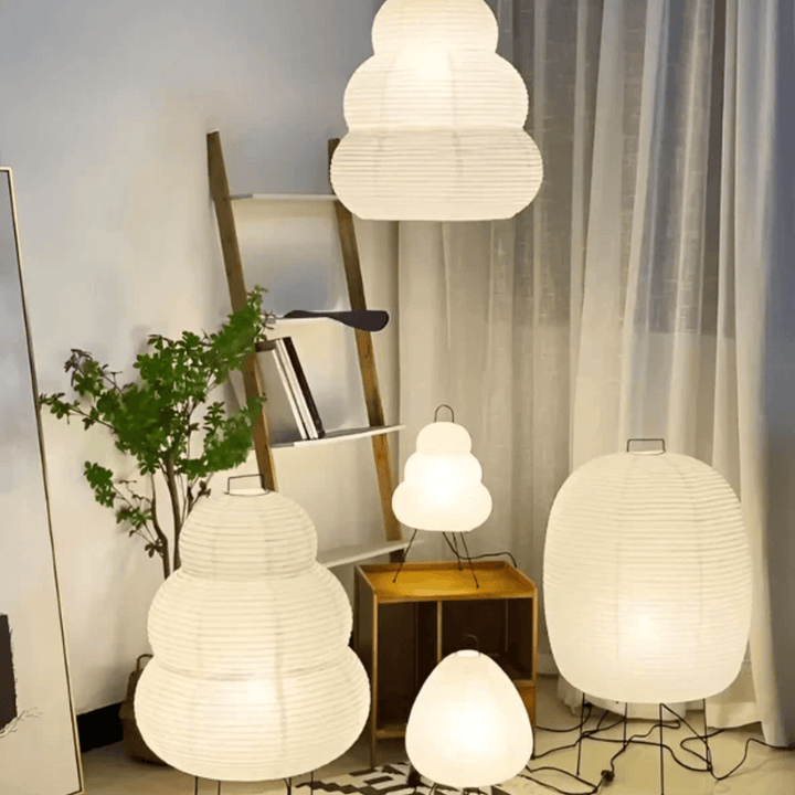 Lampadaire en papier de riz LED blanc chaud