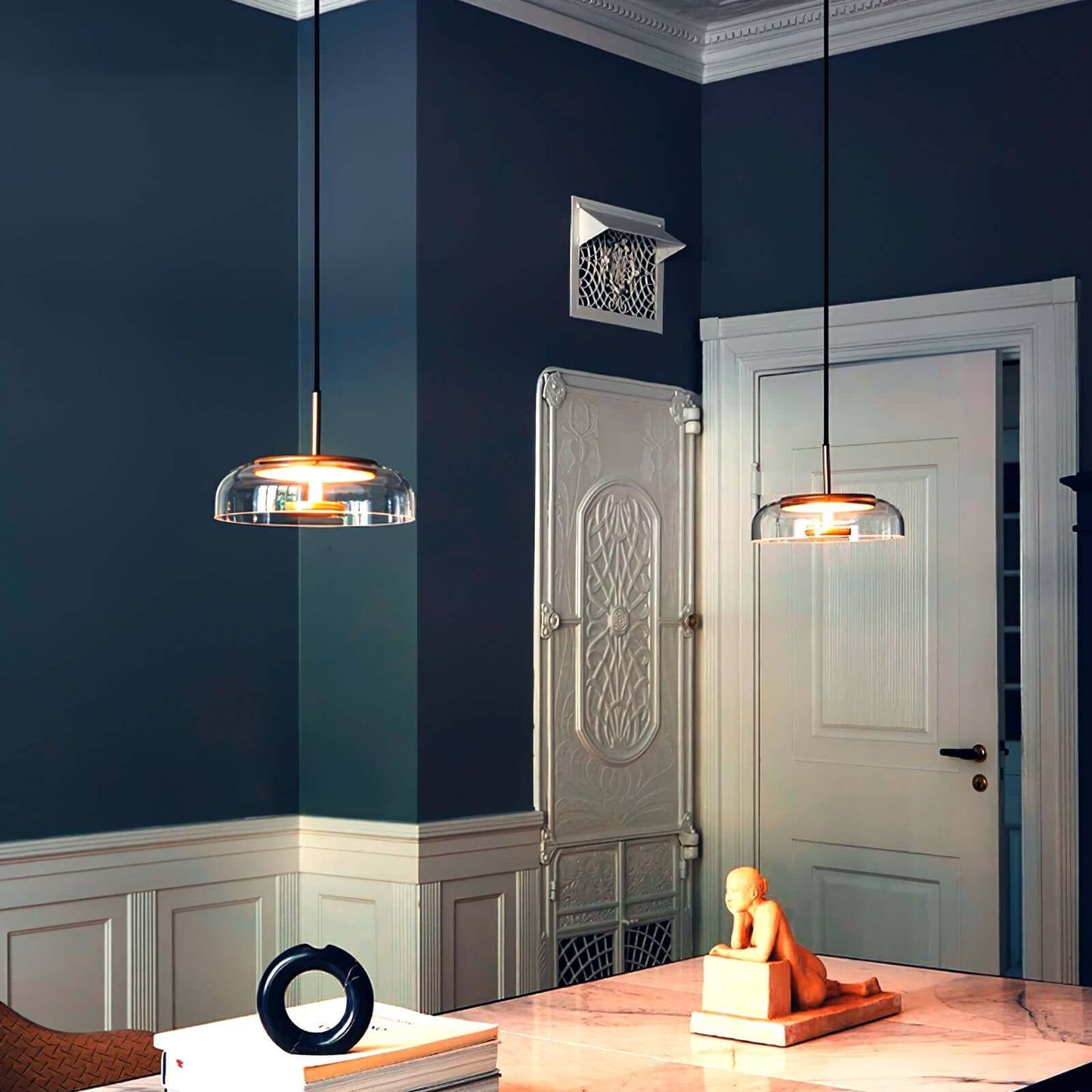 Moderne Pendelleuchte - Messing & Glas