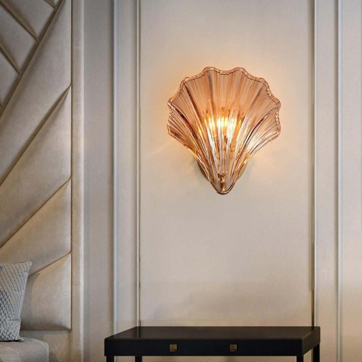 Applique murale coquillage en laiton et verre