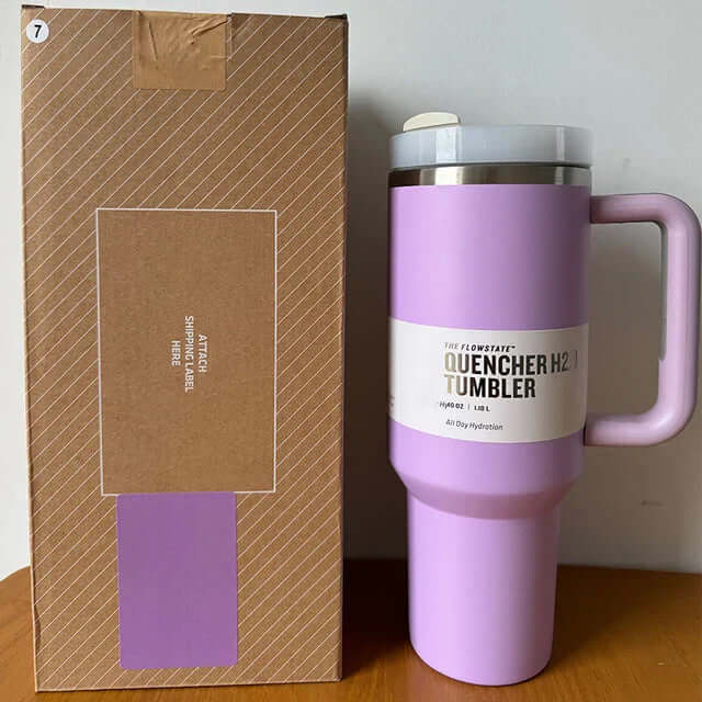 40oz Isolierter Edelstahl Reisebecher mit Griff & Strohhalm