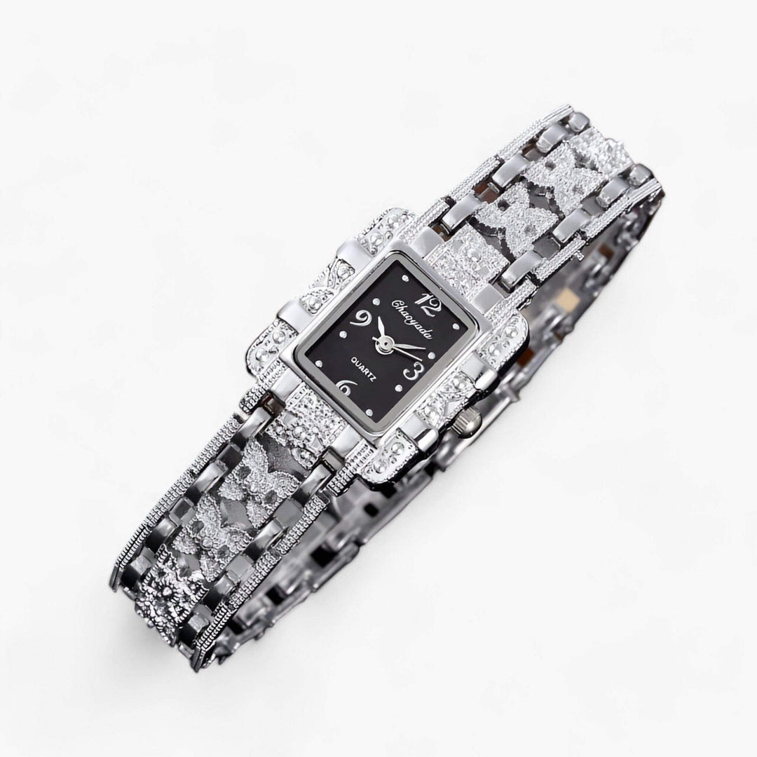 Montre femme rectangulaire avec cristaux - Accessoire élégant