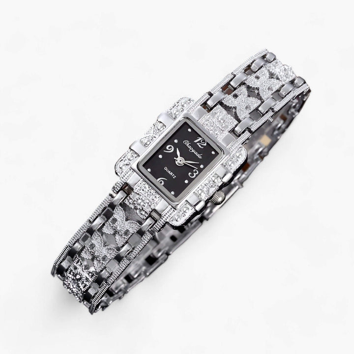 Montre femme rectangulaire avec cristaux - Accessoire élégant
