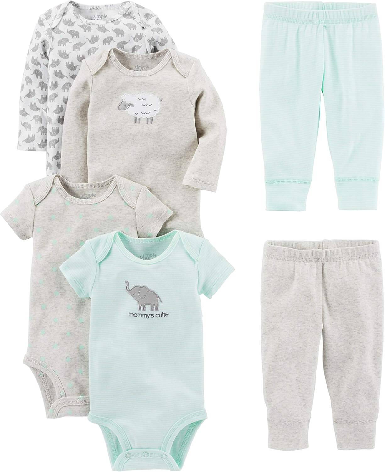 Ensemble de vêtements unisexe pour bébé 6 pièces