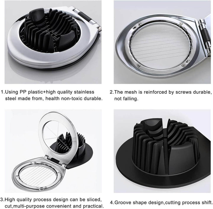 Coupe-œufs en acier inoxydable - 3 types de coupe pour une cuisson rapide