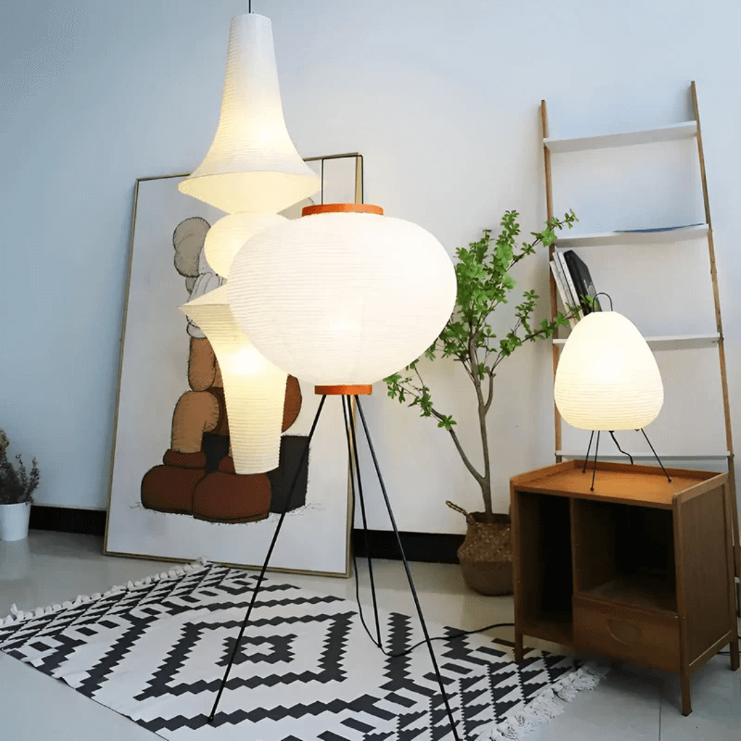 Lampadaire en papier de riz LED blanc chaud