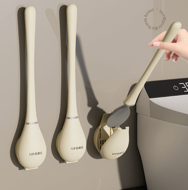 Brosse de toilette en silicone avec support