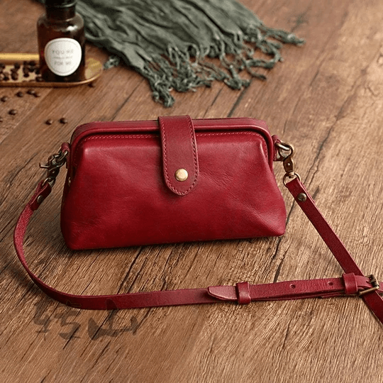 Sac à main rétro en cuir véritable